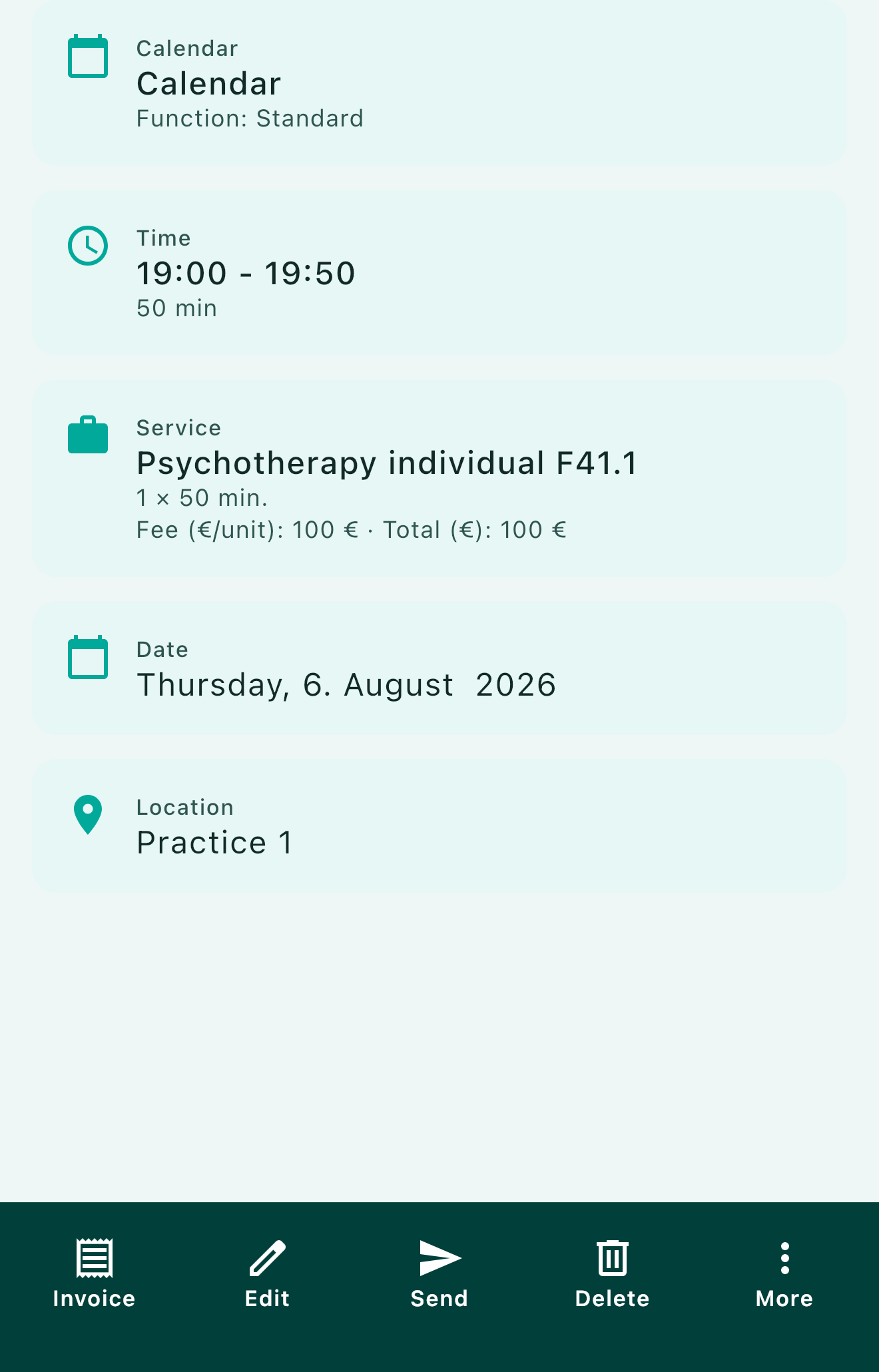 Appointment turns into an invoice